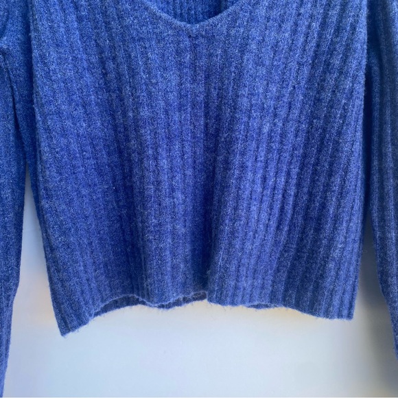 OAK + FORT Deep Blue Ribbed Scoop Neck Sweater - Picture 4 of 12